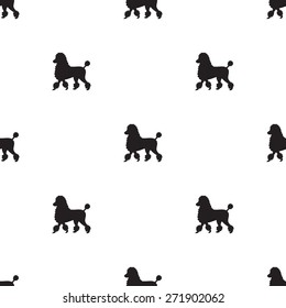 Black and white poodle dog silhouettes seamless pattern