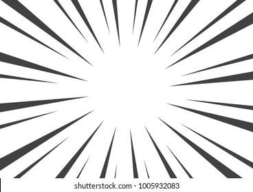 Black and white pop art abstract background with sunbeams. Vector illustration