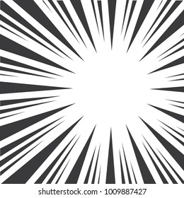 Black and white pop art abstract background with sunbeams. Vector illustration