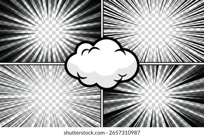 Fondo de diseño de panel de cómic de arte Pop en blanco y negro. Ilustración vectorial.