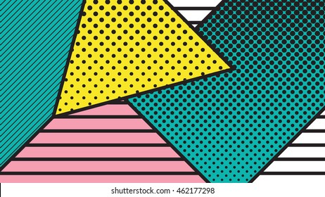 black and white pop art geometric pattern juxtaposed with bright bold blocks of squiggles. Material design background. Futuristic, prospectus, poster, magazine, broadsheet, leaflet, book, billboard