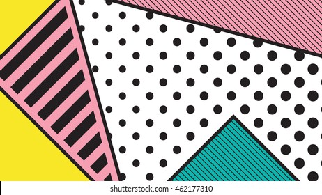 black and white pop art geometric pattern juxtaposed with bright bold blocks of squiggles. Material design background. Futuristic, prospectus, poster, magazine, broadsheet, leaflet, book, billboard