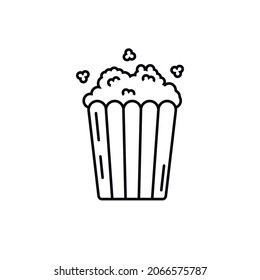 Black and white popcorn icon.Isolate on white background.Concept concept.