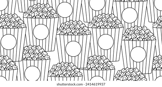 black white popcorn seamless pattern