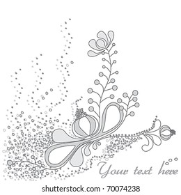 black and white poppy illustration whit text