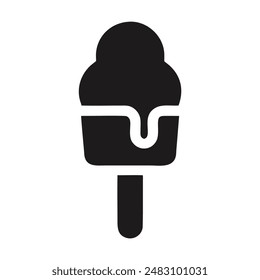 Black and white popsicle icon. Vector illustration