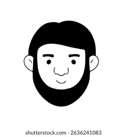 Black and white popular potrait of avatar head. human people. woman and man avatar