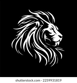 Retrato blanco y negro de un león. Ilustración del vector