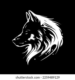 Retrato blanco y negro de un lobo. Ilustración del vector	