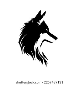 Black and white portrait of a wolf. Vector illustration	