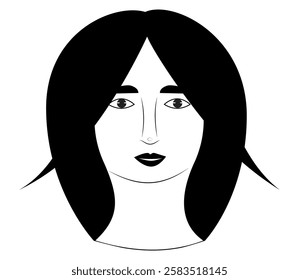 Black and white portrait of a woman with long layered hair.