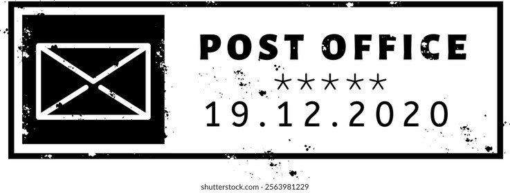 Black and white post office franking mark featuring a date and mail icon, showcasing a grunge effect. Dated 19 December 2020, adding a vintage touch to postal communication