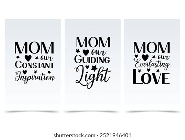 Black and white postcards concept in the flat cartoon design. Elegant cards on the theme of celebrating Mother's Day, beautifully decorated and endowed with a deep meaning. Vector illustration.