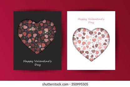 Black and white postcards Valentine's Day. Vector  illustration for your design