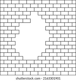 Black and white poster, broken wall