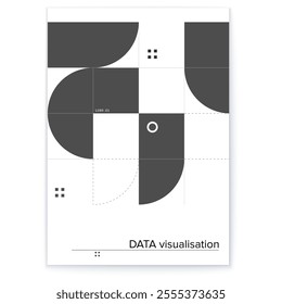 Black and white poster featuring circles and squares