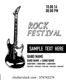 black and white poster of rock concert or festival