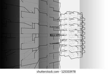 Black and white poster in the style of elementary geometry