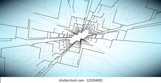 Black and white poster in the style of elementary geometry