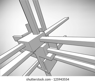 Black and white poster in the style of elementary geometry