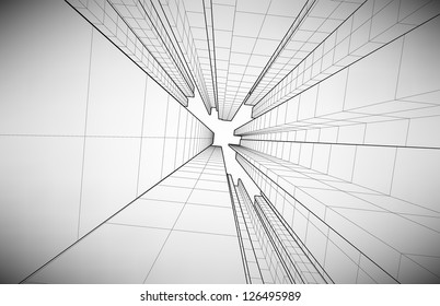 Black and white poster in the style of elementary geometry