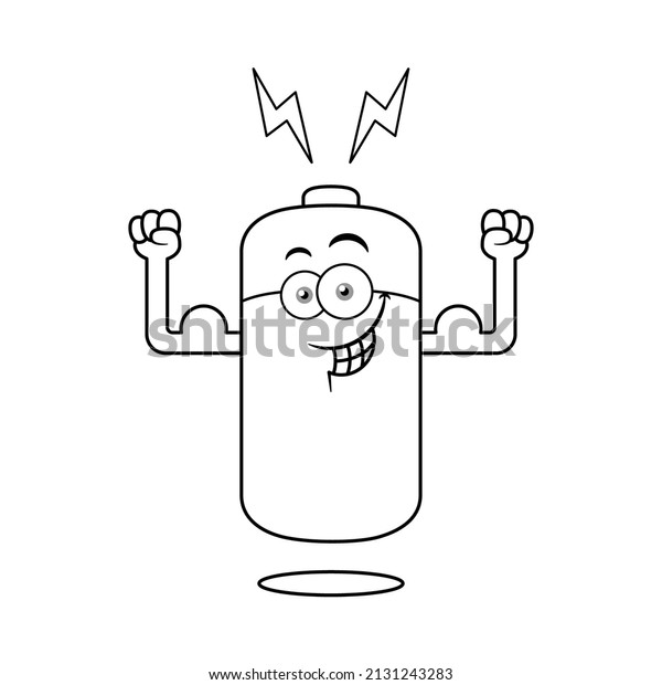 Black And White\
Power Battery Cartoon\
Character