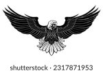 Black and white powerful eagle spread the wings