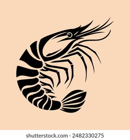 Ilustración vectorial de langostino blanco y negro 