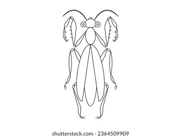 Black and White Praying Mantis Clipart. Coloring Page of a Grasshopper