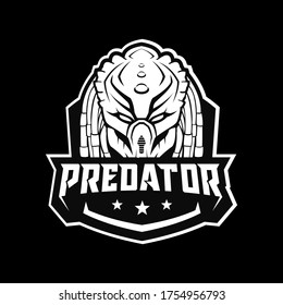 black and white predator head vector