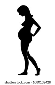 black and white of pregnant woman icon vector illustration 