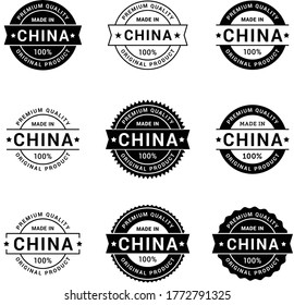 Black - white premium quality made in China 100% original Product vector badge for your products.
