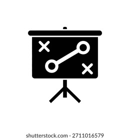 Black and white presentation screen on stand strategy icon