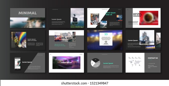 Black white presentation templates elements on a dark background. Vector infographics. Use in Presentation, flyer and leaflet, corporate report, marketing, advertising, annual report, banner. 