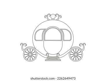 Black And White Princess Carriage Vector Clipart. Coloring Page Of Princess Carriage