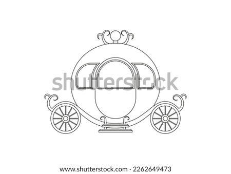 Black And White Princess Carriage Vector Clipart. Coloring Page Of Princess Carriage