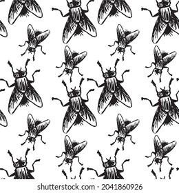 black and white print fly print for fabric on paper ornament for fabric print for wallpaper  package wrapping paper hand style graphic 