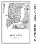 Black and white printable New York city map, poster design, vector illistration.