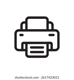 Black and White Printer Icon Representing Printing, Document Processing, and Office Equipment for Business, Workflow, and Digital Output Editable Vector Illustration Isolated on a White Background