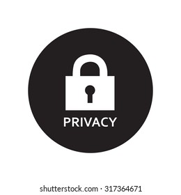 black and white privacy lock icon,  Classic flat icon. Vector illustration
