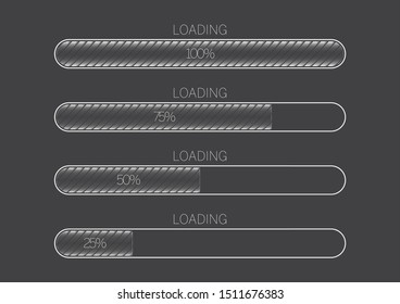 Black and white progress loading bar vector illustration