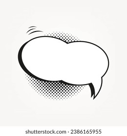 A black and white promotion bubble shape and element with black halftone abstract on white background. Vector illustration