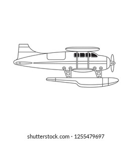 black and white propeller aircraft isolated on white background vector drawing