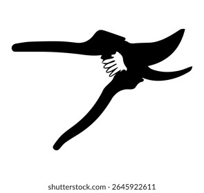 Black and White Pruning Shears Silhouette. Vector Illustration.