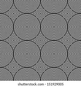 Black and White Psychedelic Circular Textile Pattern. Vector Illustration.