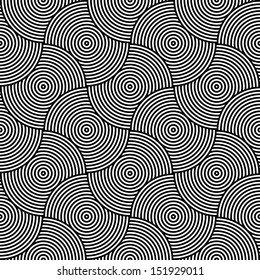 Black and White Psychedelic Circular Textile Pattern. Vector Illustration.