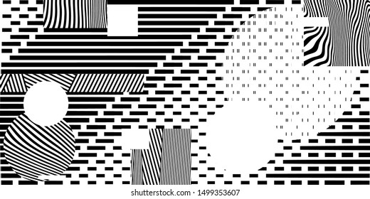 Black and white Psychedelic Linear Wavy Backgrounds