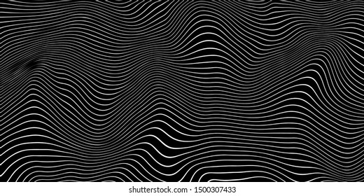 Black and white Psychedelic Linear Wavy Backgrounds