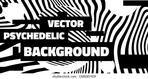 Black and white Psychedelic Linear Wavy Backgrounds
