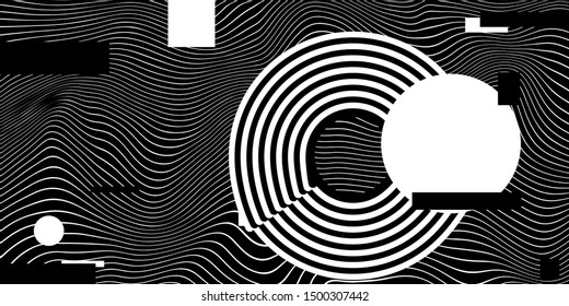 Black and white Psychedelic Linear Wavy Backgrounds